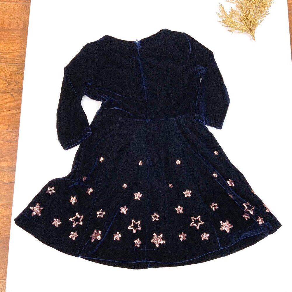 Mini Boden Girls 6-7 Years Navy Velvet Gold Stars Dress - Picture 1 of 16